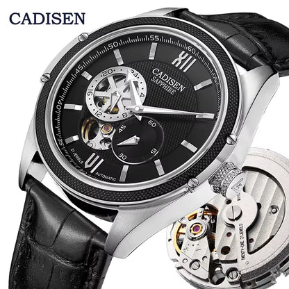 Men Watch Automatic Japan MIYOTA 82S7 MOVT Mechanical Watches Luminous Men Sapphire Glass Skeleton Clock Leather Strap