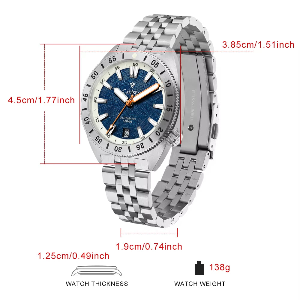 Automatic Mechanical Watch Man Meteorite Dial Business Casual Waterproof Watch NH35A 316L Stainless Steel Men'S Watch