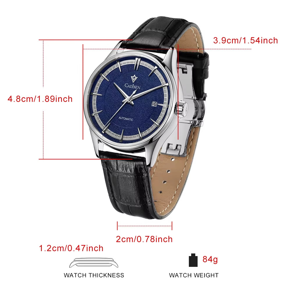 NEW Top Brand Men Mechanical Automatic Watches Leather Strap Sapphire 39Mm Date MIYOTA 8215 Watches Waterproof Men Watch