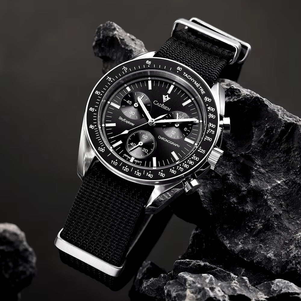 New Men'S Watches Luxury Quartz Wrist Watch for Men Sapphire AR Coated Crystal Canvas VK68 Speed Chronograph Automatic