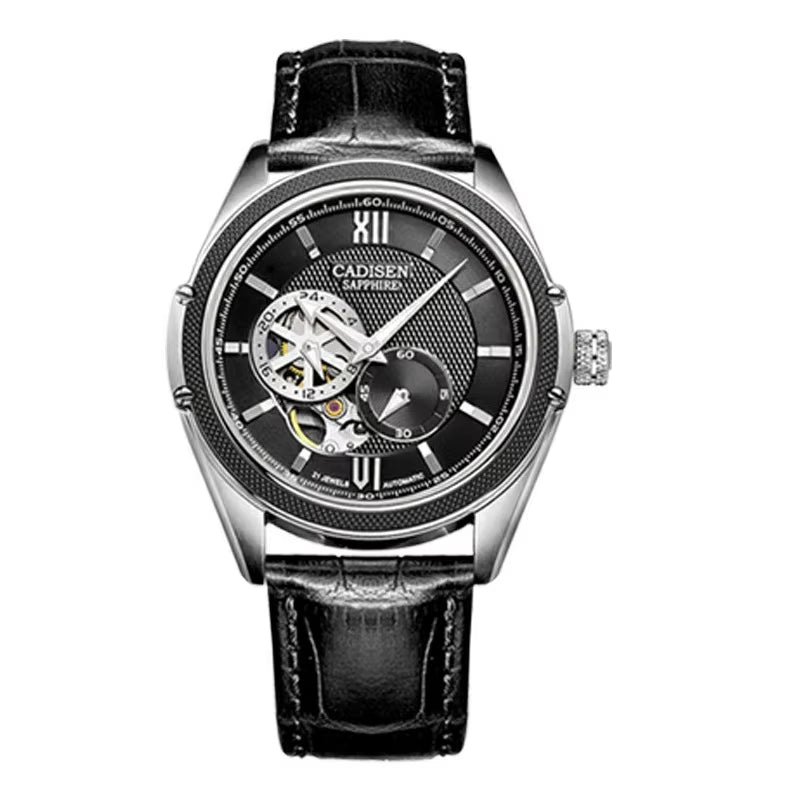 Men Watch Automatic Japan MIYOTA 82S7 MOVT Mechanical Watches Luminous Men Sapphire Glass Skeleton Clock Leather Strap